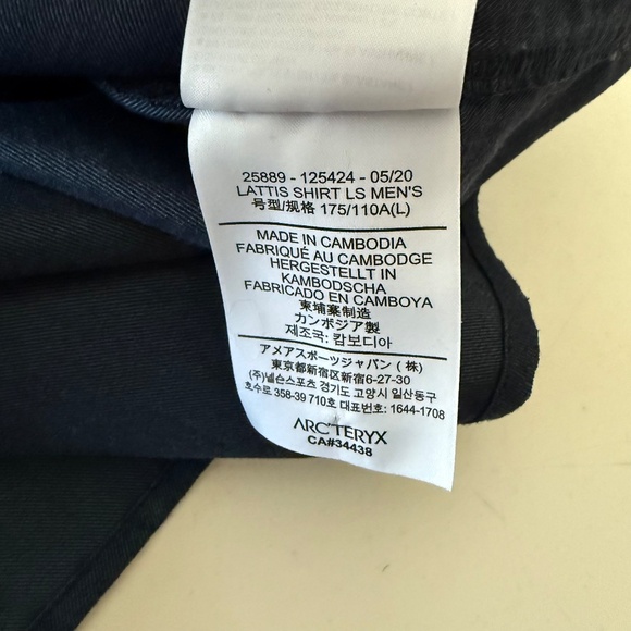 Arcteryx The Lattis Long Sleeve Snap Up Flannel Shirt Navy Blue Mens LARGE - Picture 10 of 10